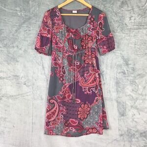 Vintage Esprit Dress 2 Babydoll Y2K Paisley Boho Floral Hippie Retro Velvet Trim